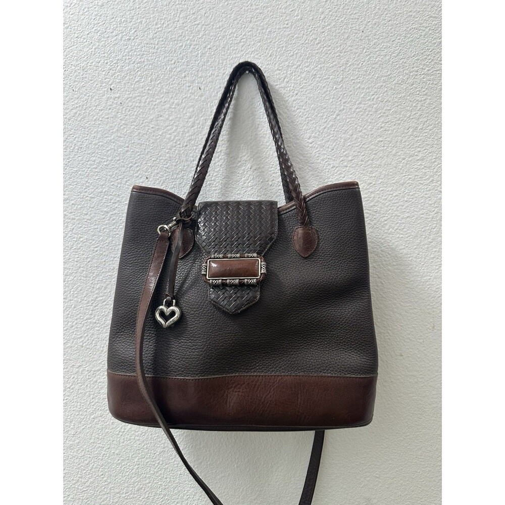 Brighton Two-tone BLK Pebbled Leather and Brown Shoulder Bag